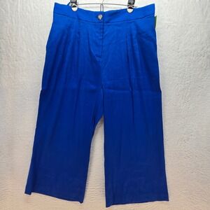 Antonio Melani Linen Womens Plus Pants Sz 18‎ Wide Leg Coastal Tropical Resort